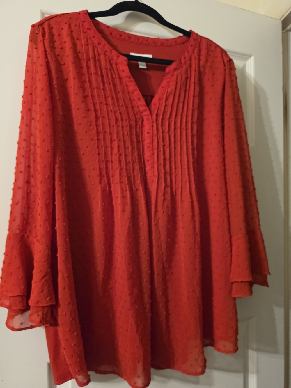 Charter Club Women’s Red Textured Pleated Blouse